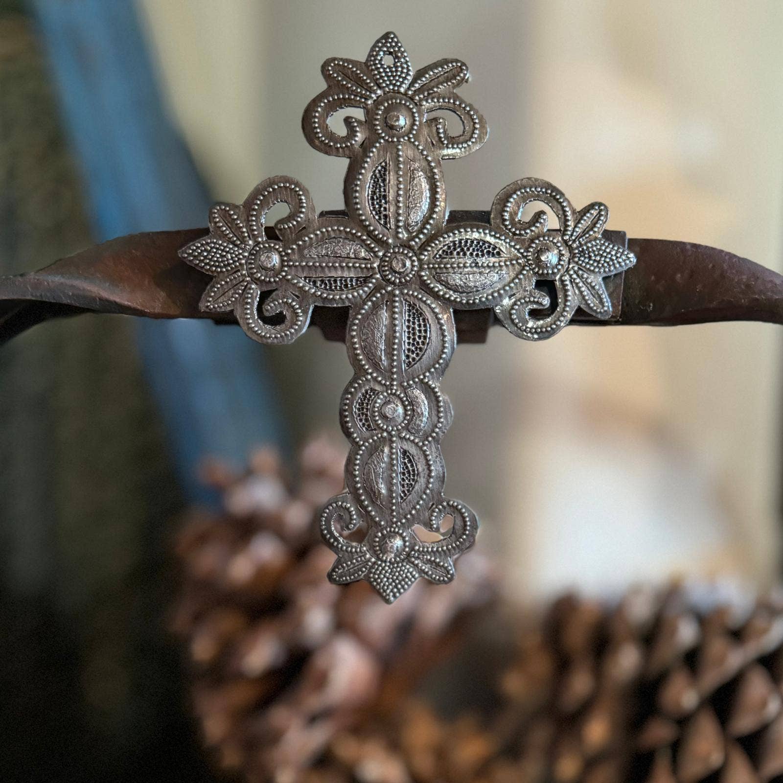 Set of 3 Handcrafted Decorative Crosses - 6.5" x 5", Artisan