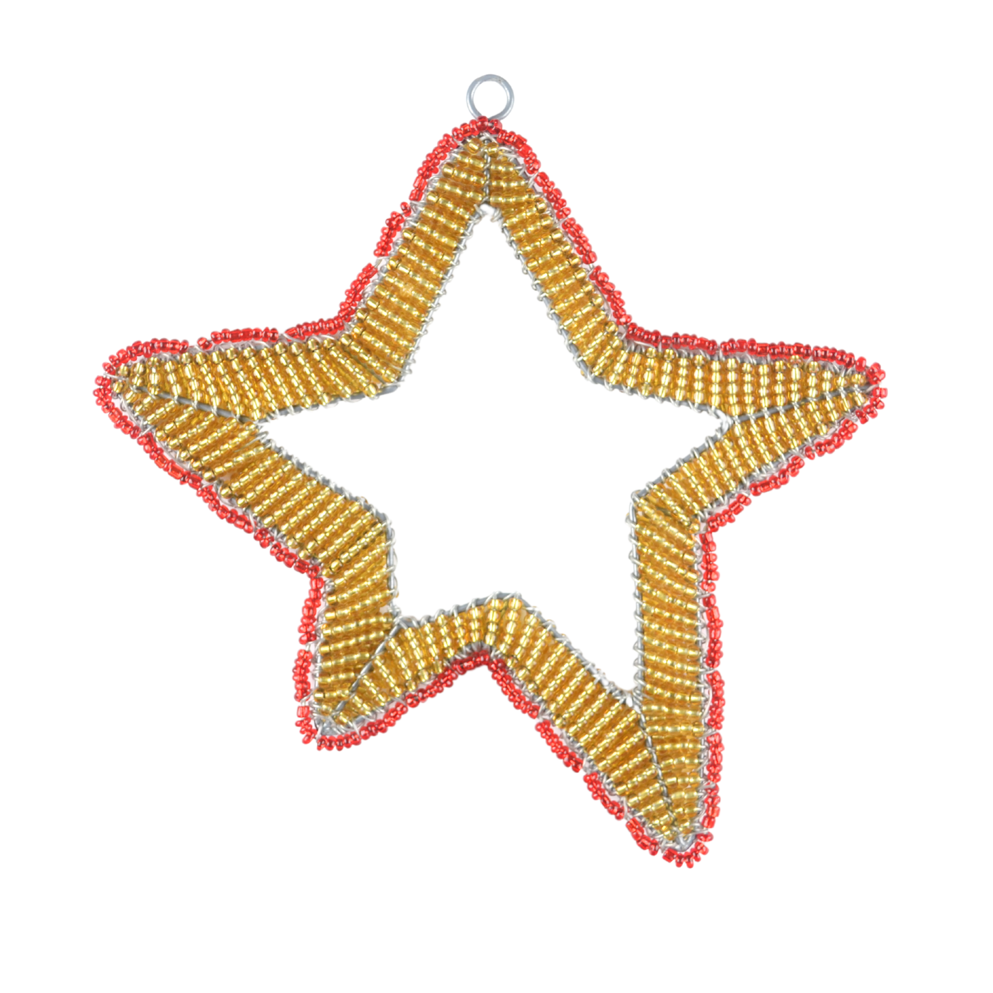 Handmade Beaded Star Ornament – Haitian Artisan Holiday Décor-Festive Christmas. (Set of 3, Asst)
