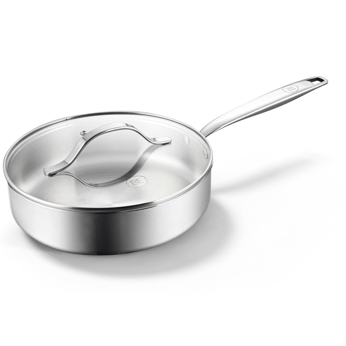 BE | LIVING - Essential Series - 3 qt  / 9.5" / 24 cm Saute Pan with lid - Triply Stainless Steel