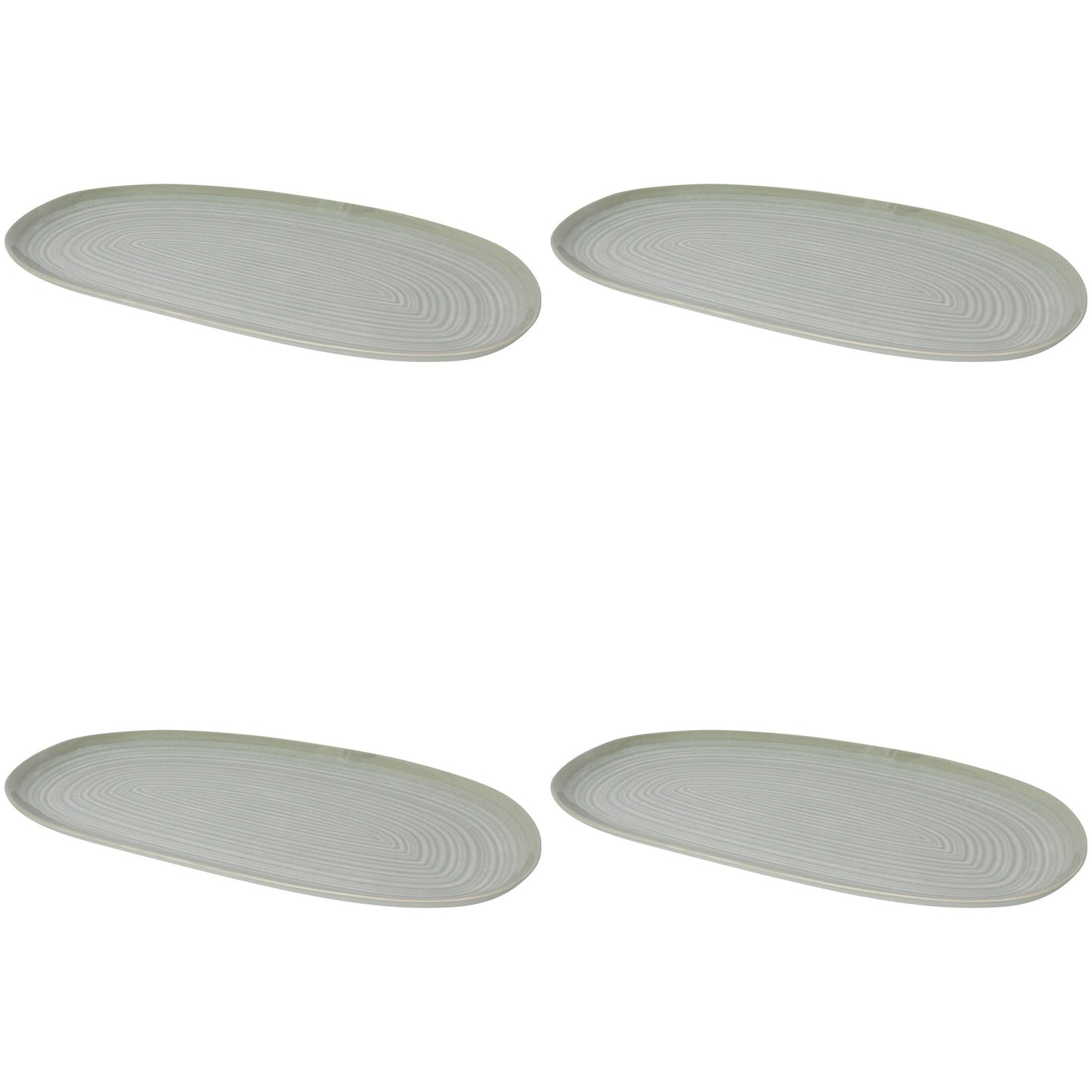 Set of 4 Oval Platter 15" Aquarius Sage