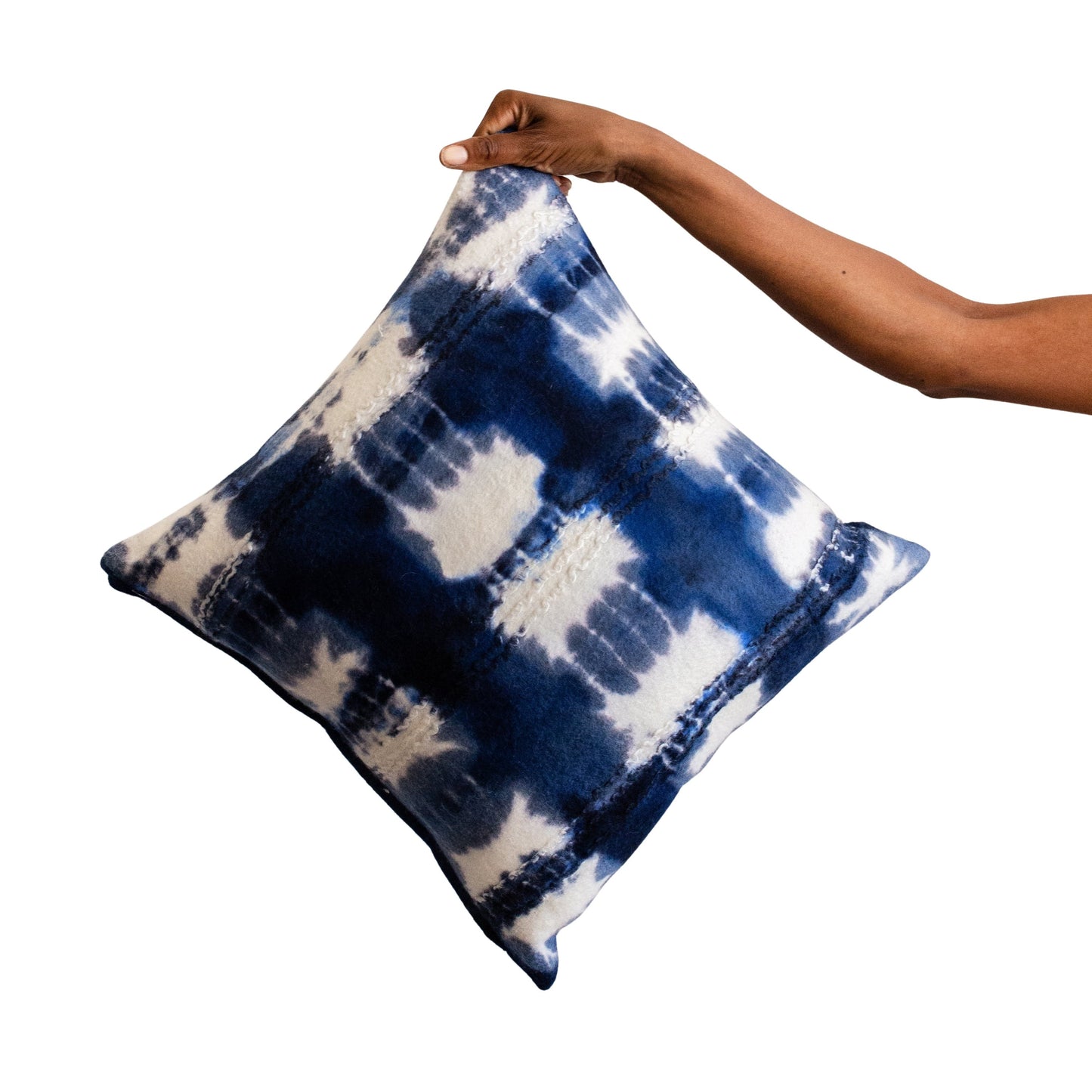 Adire Tie-Dye Wool Blue Indigo Throw Pillow