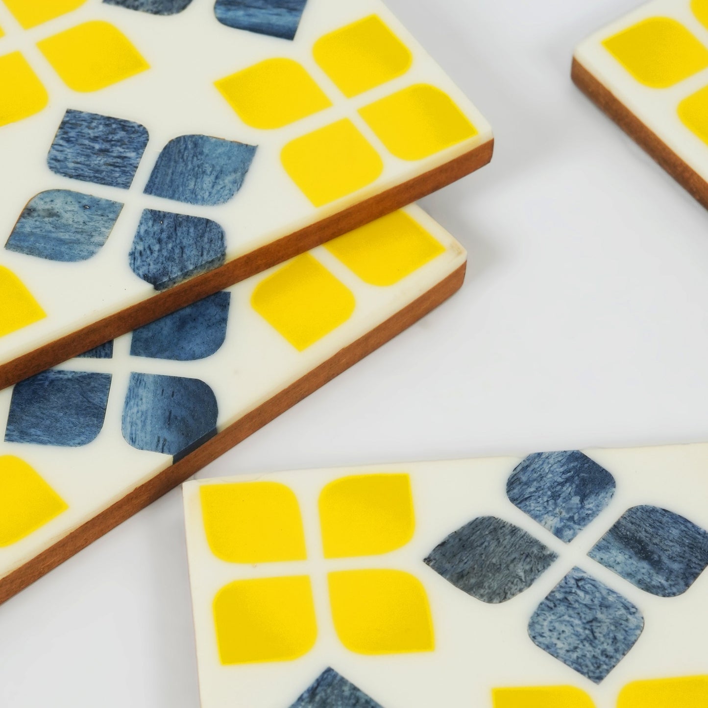Marigold Mosaic Bone Inlay Coasters – Set of 4