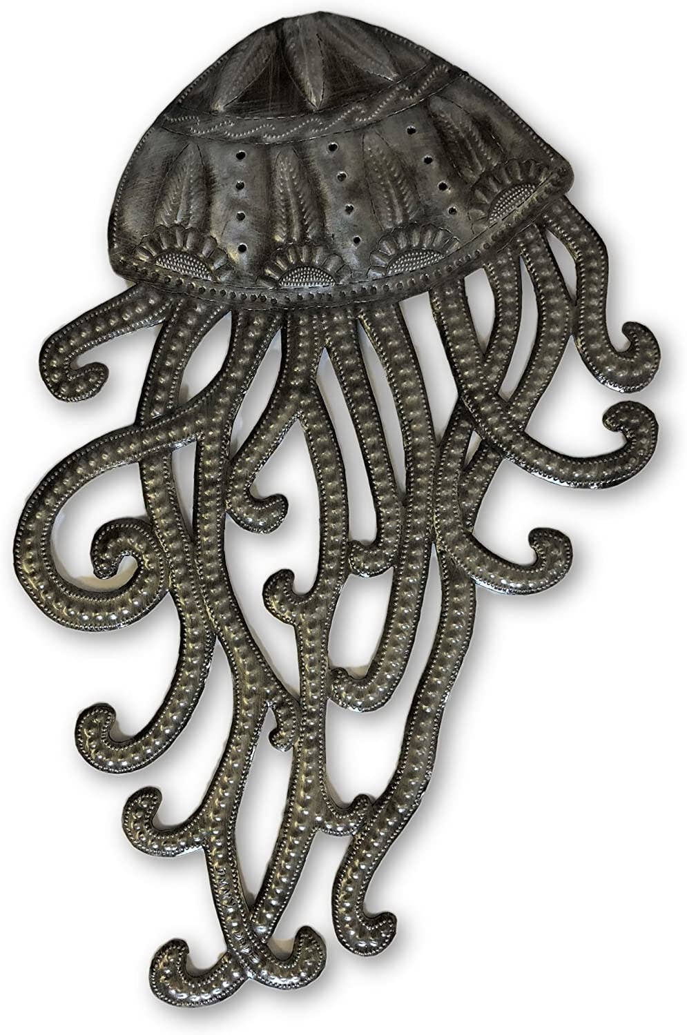 18.5" x 12" Jellyfish, Handmade Haitian Metal Art Fair Trade