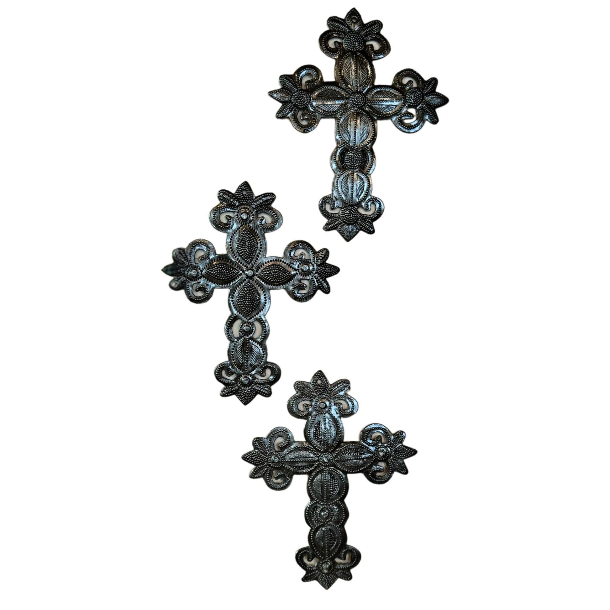 Set of 3 Handcrafted Decorative Crosses - 6.5" x 5", Artisan