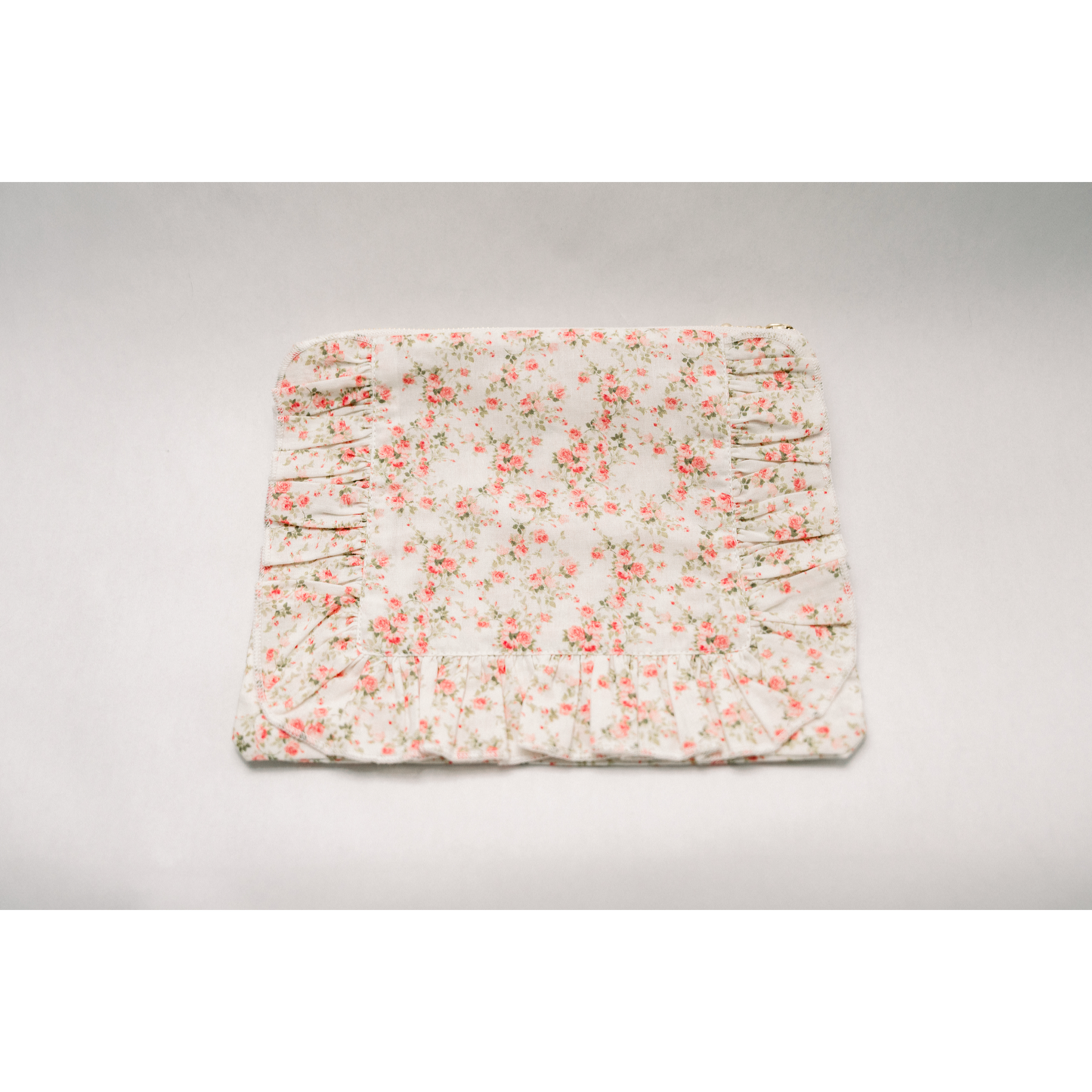 Briar Rose | Timeless Floral Ruffle Zipper Pouch