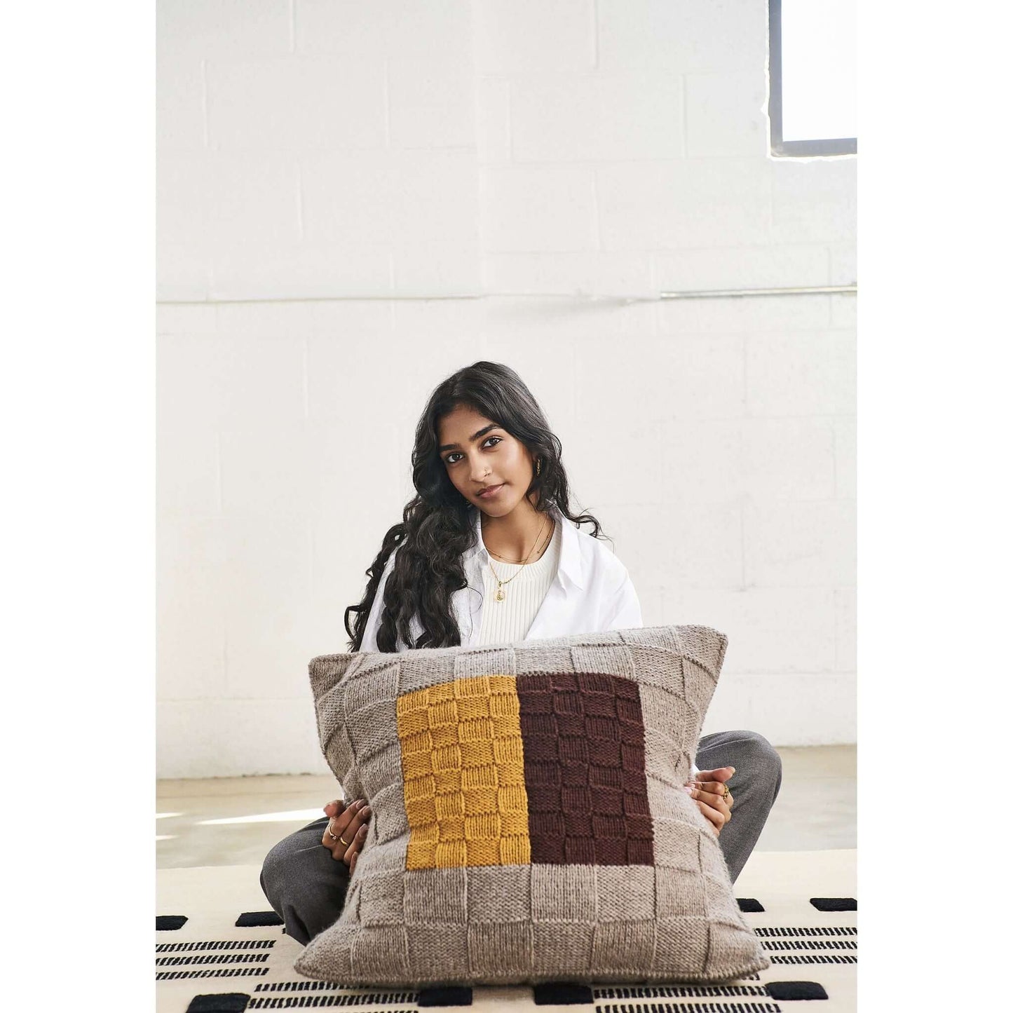 Andes Topaz Hand Knitted Large Andes Wool Pillow Cover