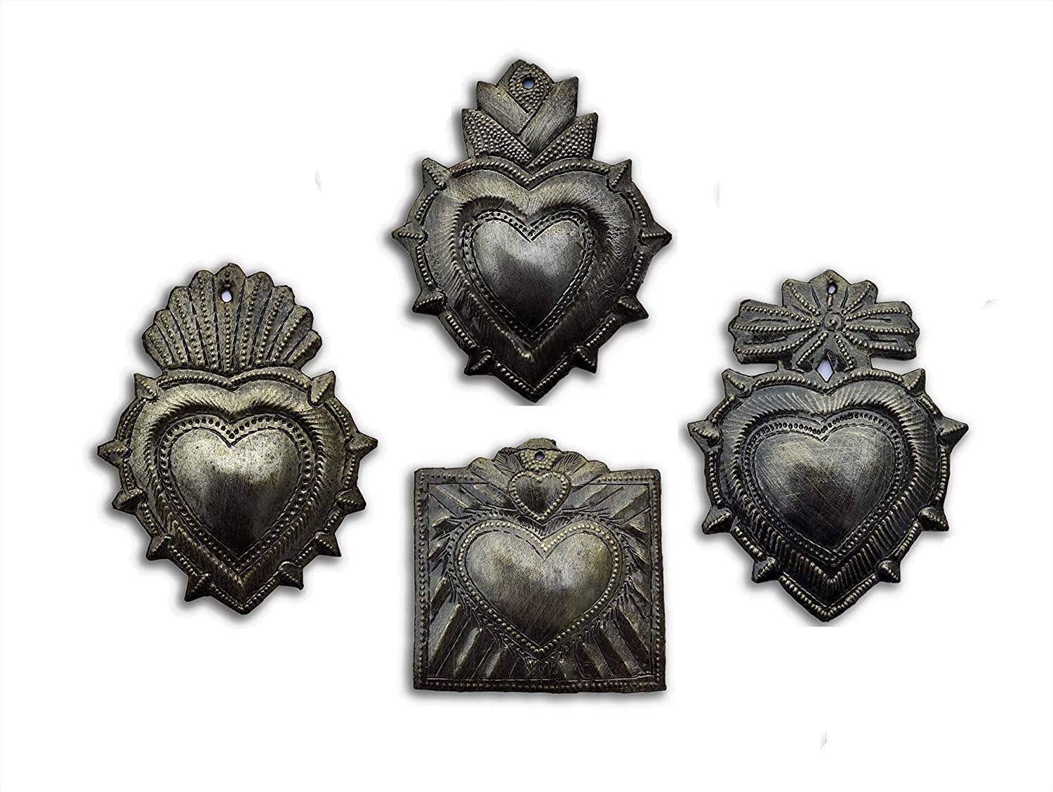 3" set/4 $3.20 ea, Milagro Heart, Sacred Hearts, Haitian Art