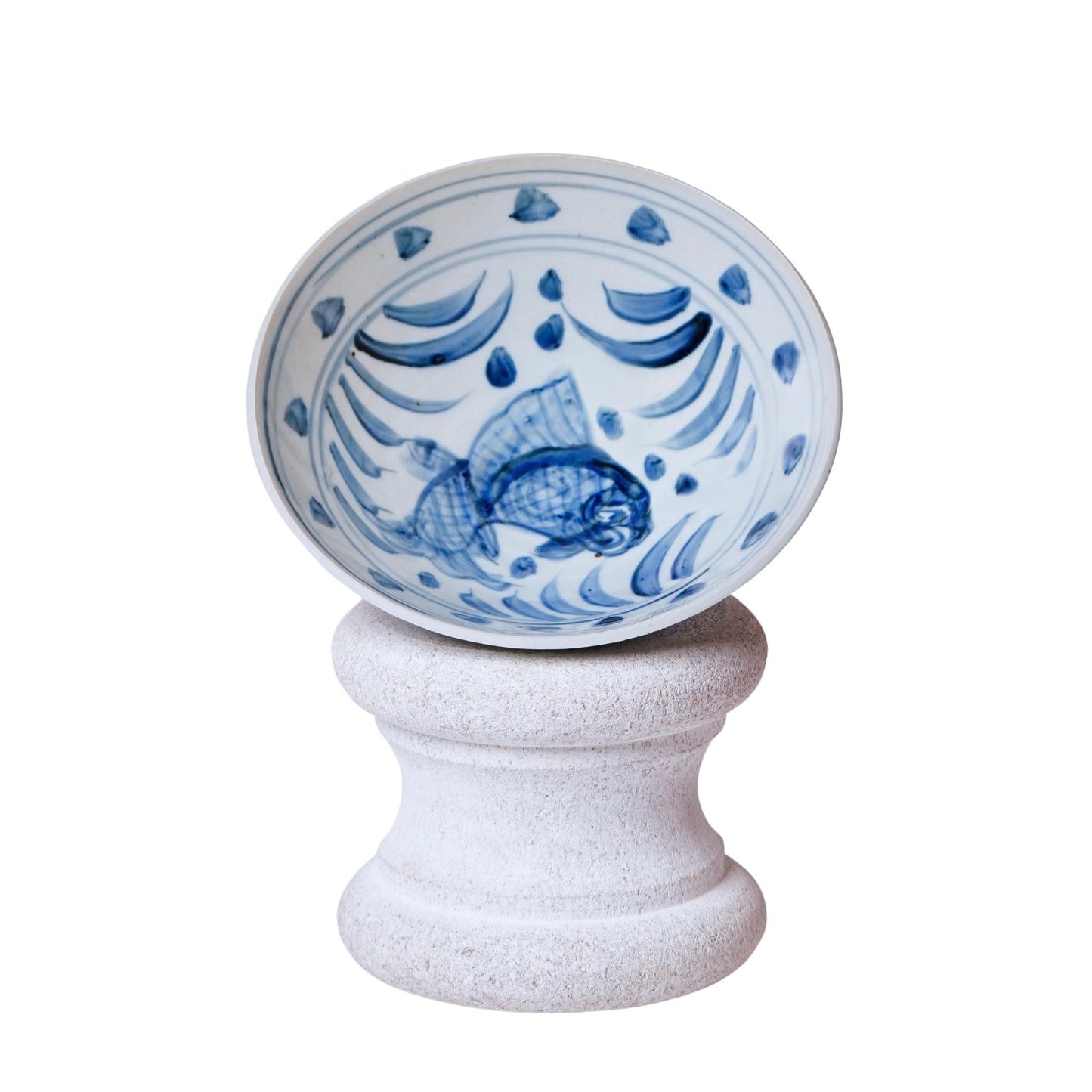Blue and White Porcelain Carp Conical Bowl