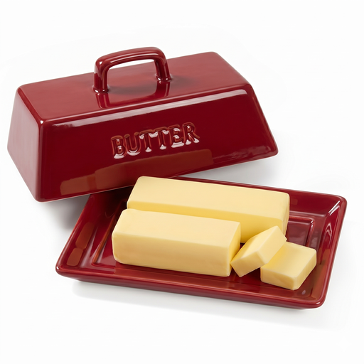 Ceramic Extra Large Butter Dish with Lid, White