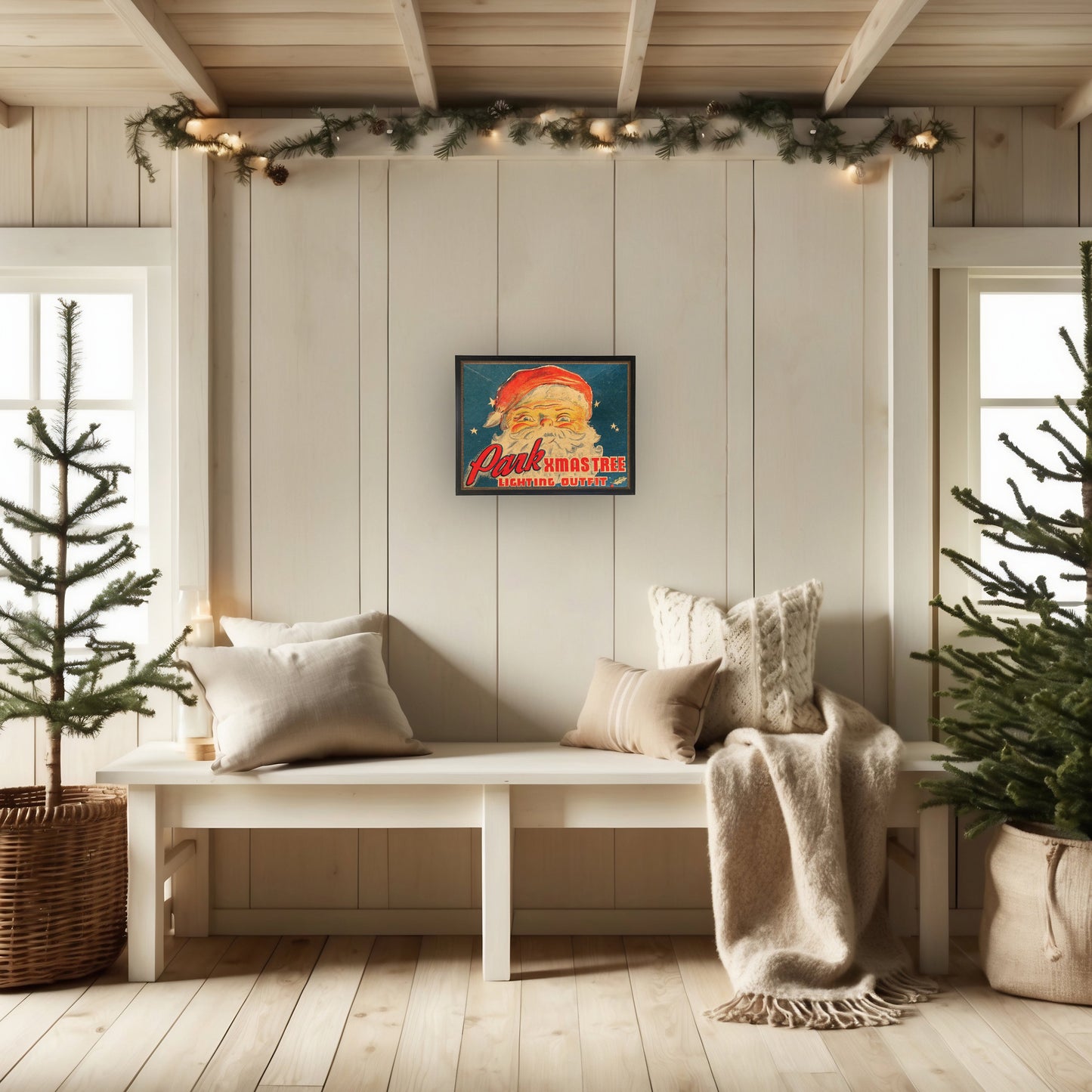 Vintage Santa Lighting Outfit Christmas Poster