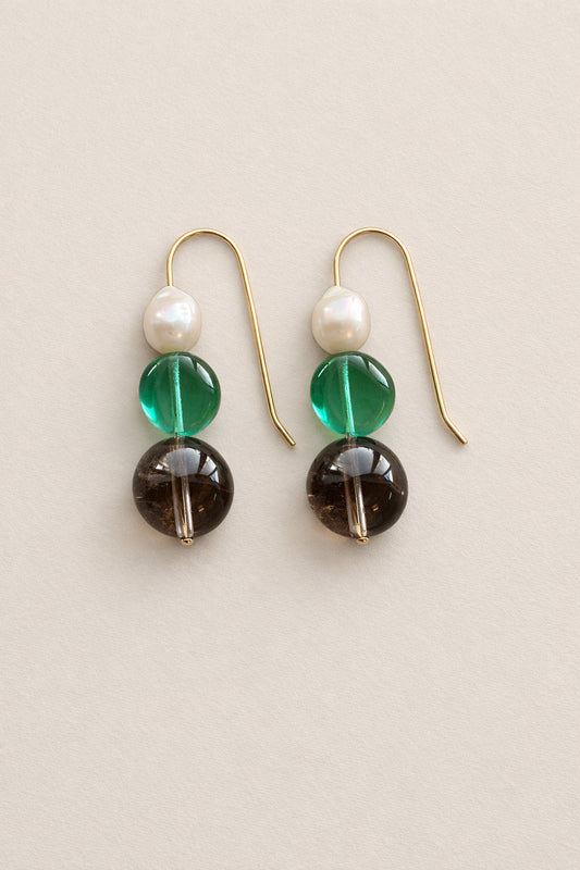Sage & Pearl Earrings | Gold Fill