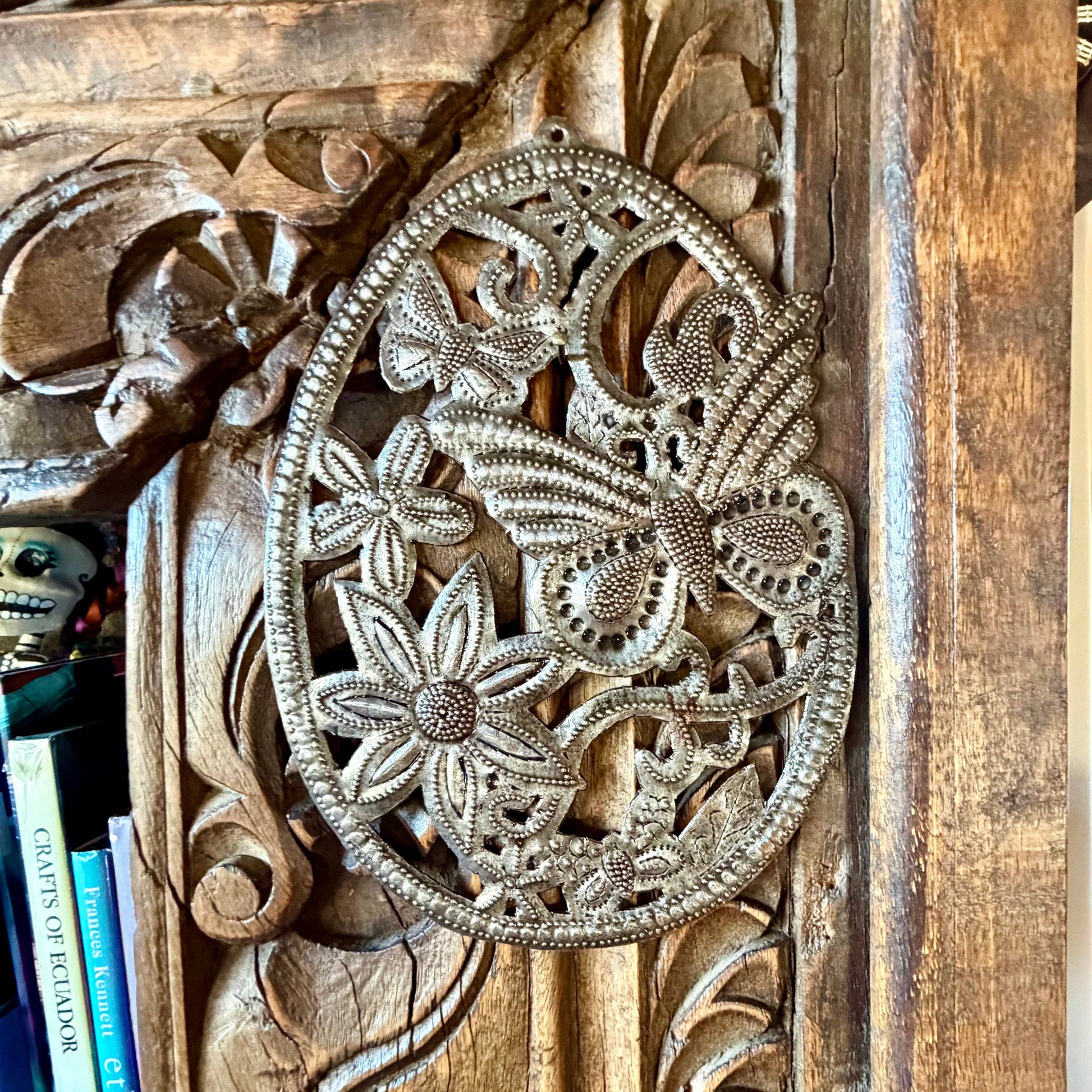 Haitian Metal Butterfly & Flowers Wall Art, Fair Trade