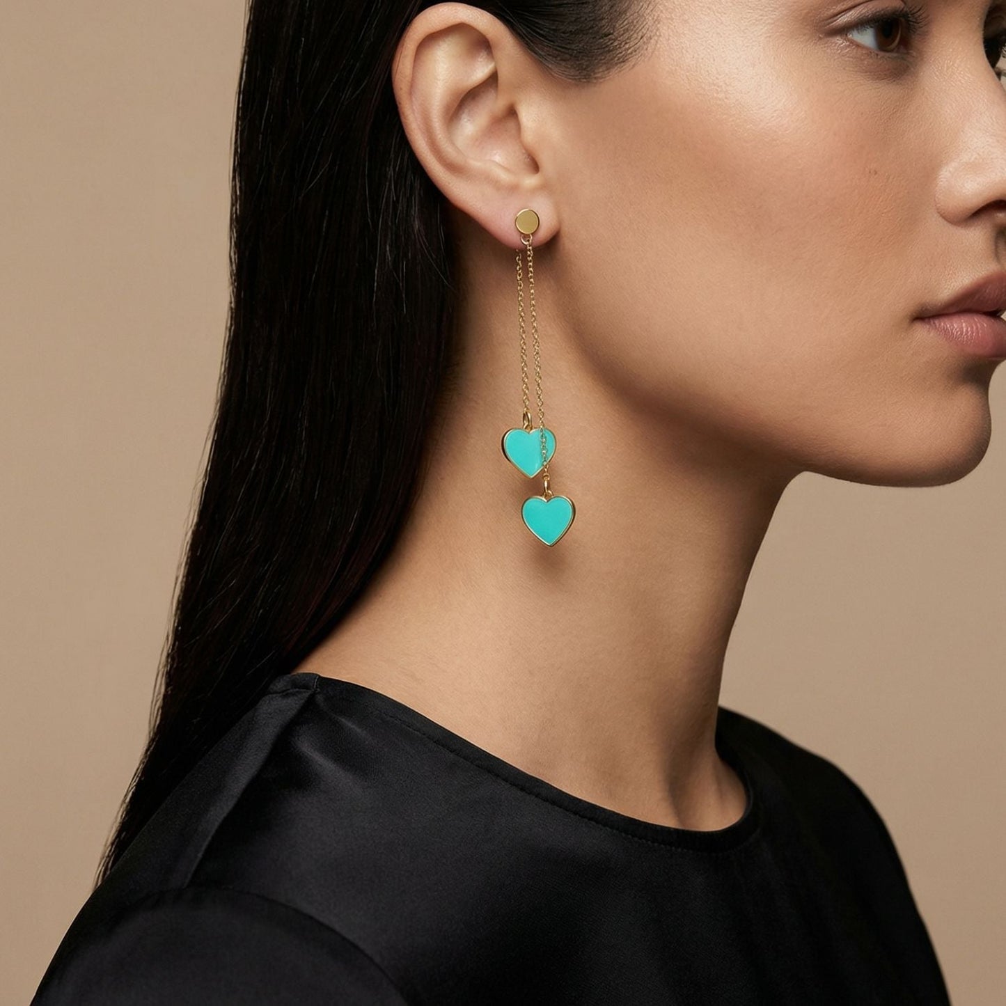 Single Hearted Girl Turquoise Heart Earrings | Gold Filled