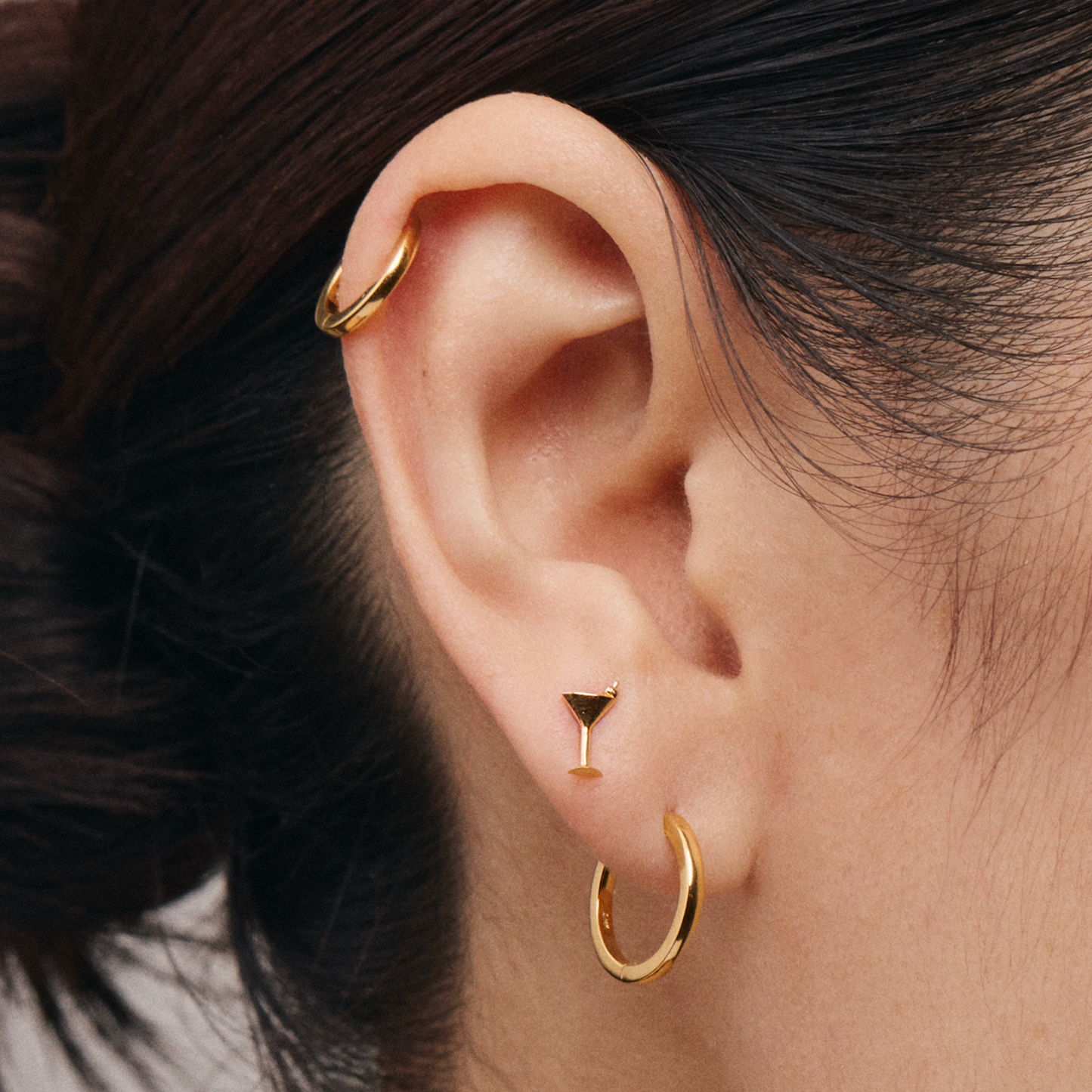 14K Yellow Gold Martini Stud