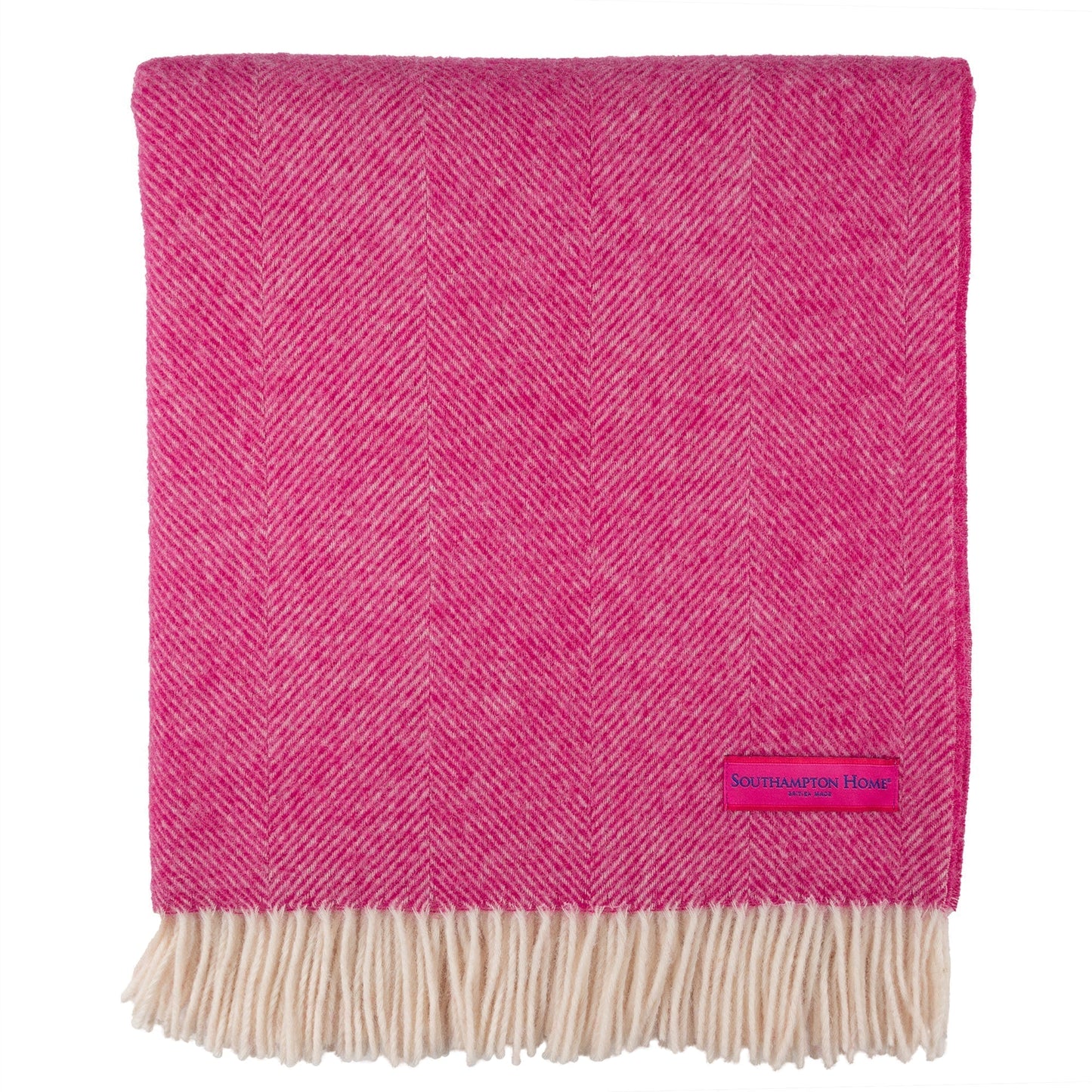 Southampton Home Shetland Lambswool Herringbone Throw – Pink