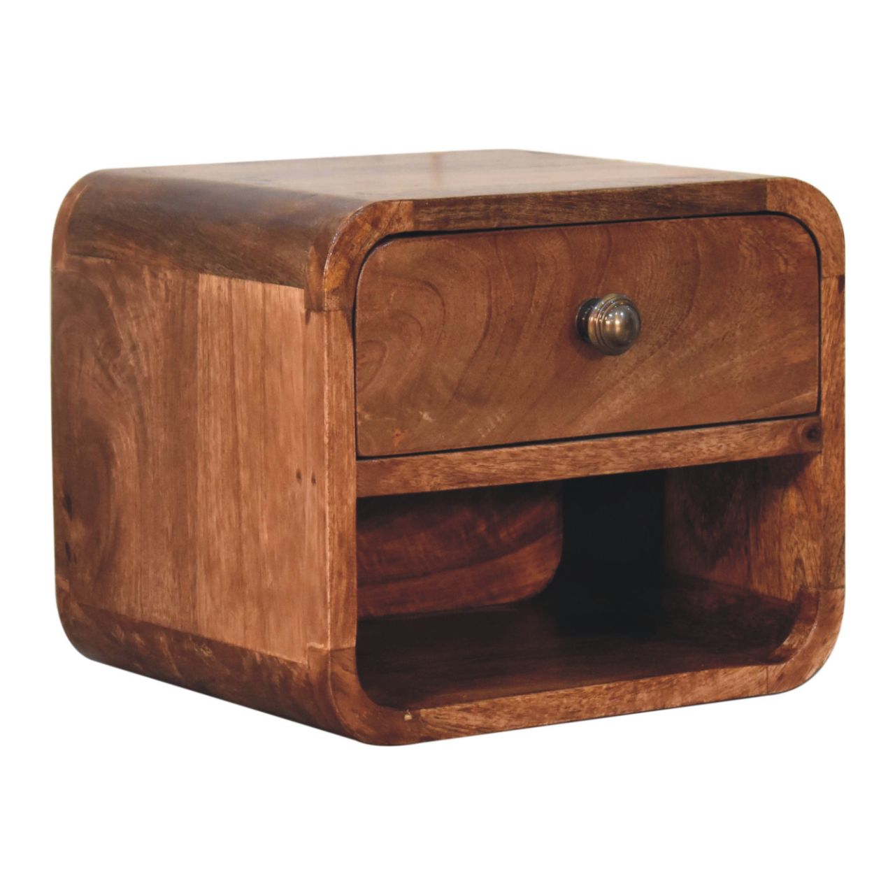 Solid Wood Mini Honey Caramel Wall-Mounted Bedside Table