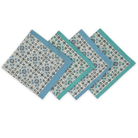 Hand Block Printed Cotton Napkins, Set of 4 | Lily