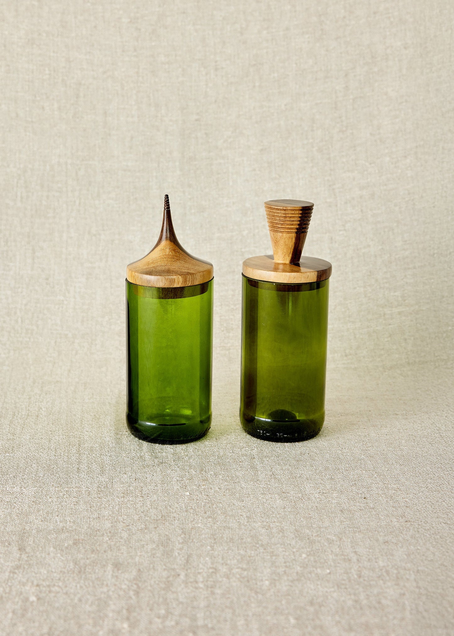 Wooden Topped Green Apothecary Jar