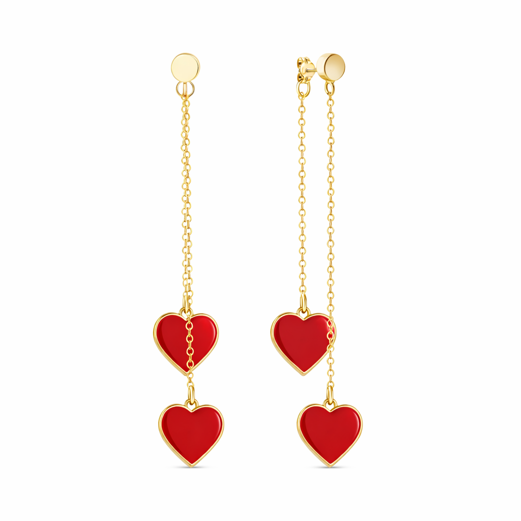 Single Hearted Girl Red Heart Earrings | Gold Filled