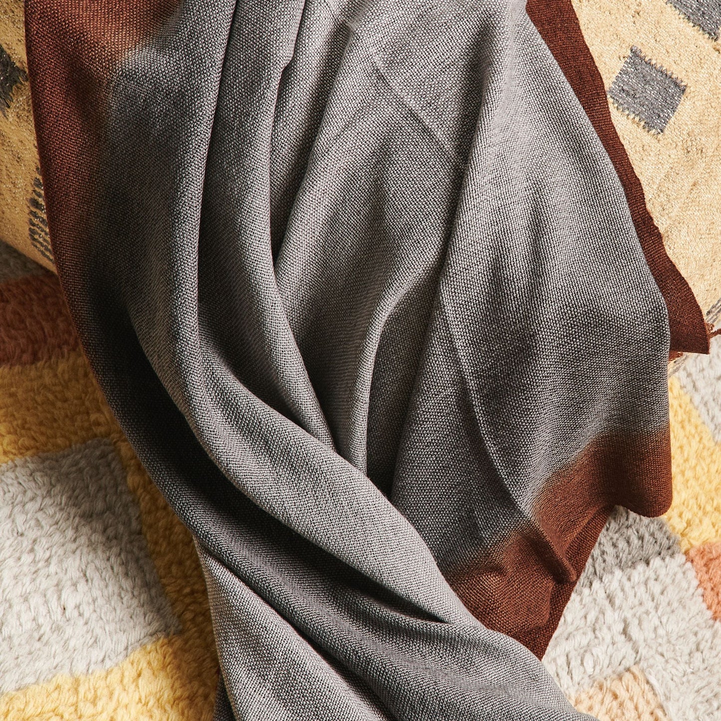 Simply Taupe Brown Gray Hand Spun Merino Handloom Throw