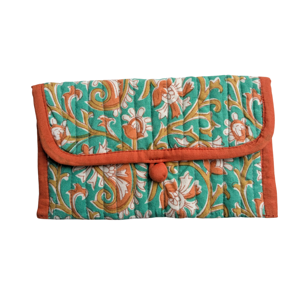 Quilted Block Printed Cotton Pouches