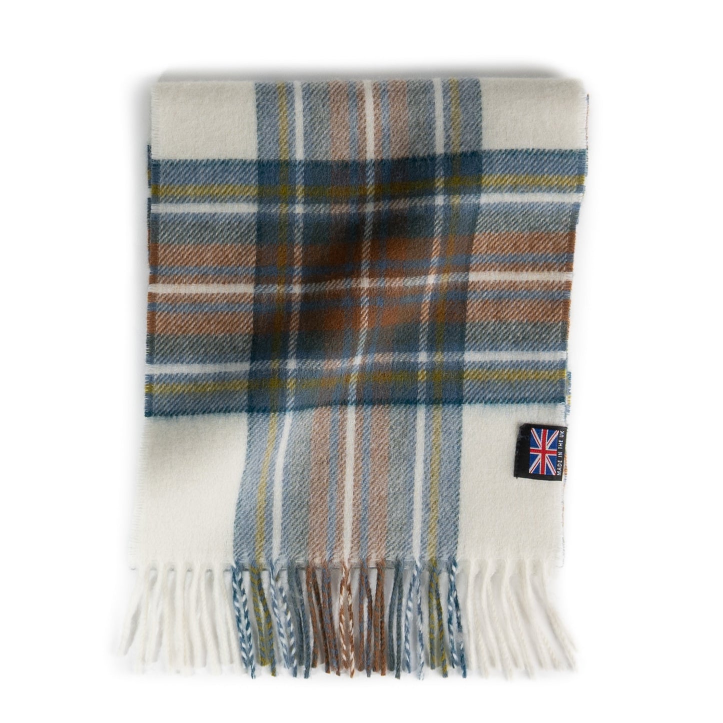 Merino Lambswool Tartan Scarf - Muted Blue Dress Stewart