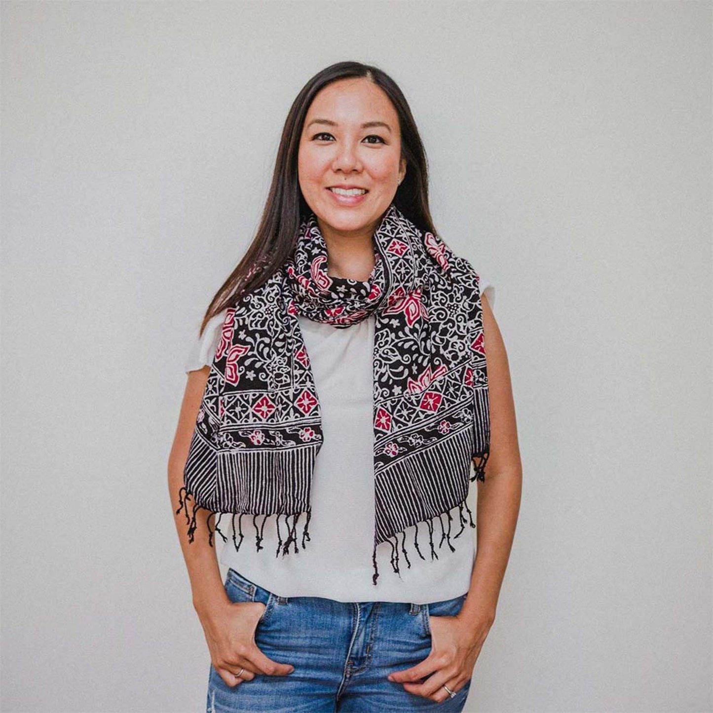 Hand Dyed Batik Scarf - Floral Star