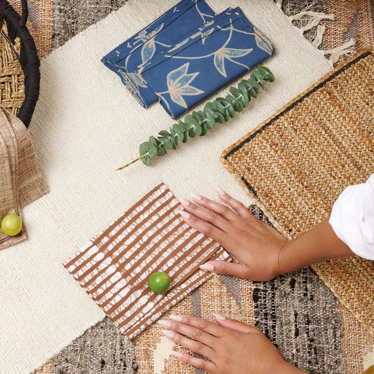 Folio Indigo Handcrafted Shibori Cotton Table Napkins ( set of 4 )