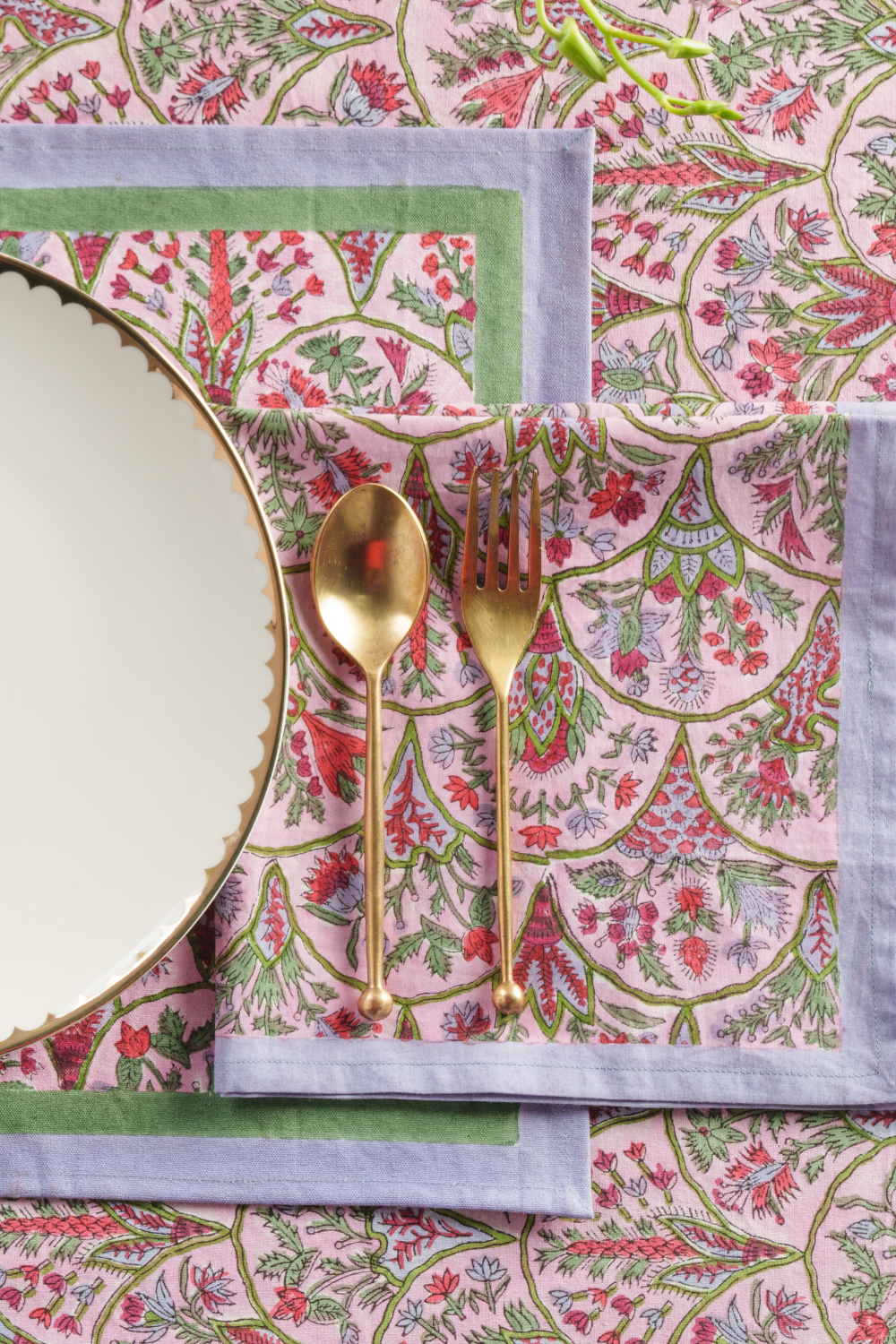 Pink Arch Blockprint Napkins, Set of 4