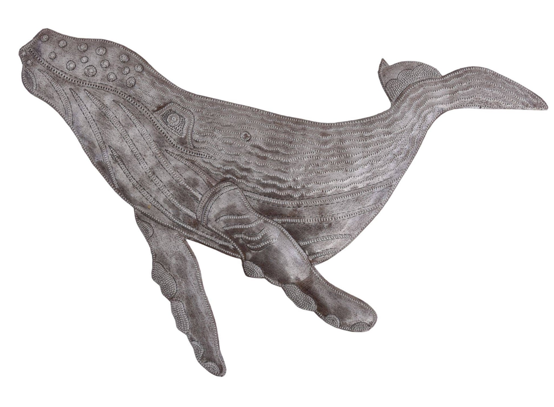 Haitian Metal Whale Wall Art 13"x11" Handmade Sculpture Left