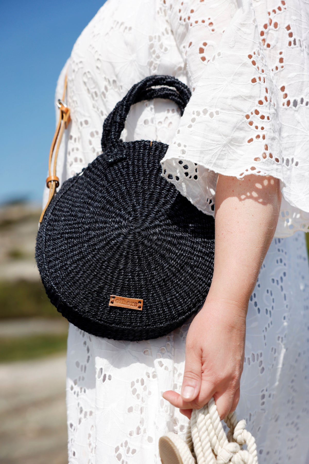 Others Sisal Round Bag Black
