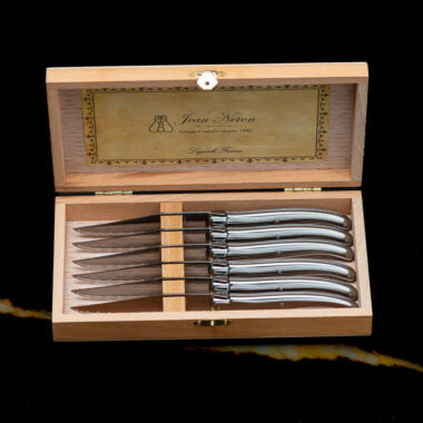 Laguiole 6 Piece Steak Knife Set, Stainless Steel in Wood Presentation Box