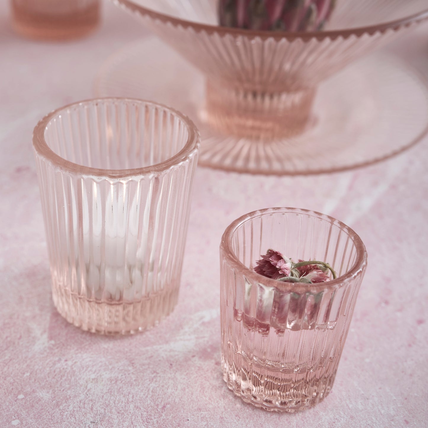 Pressed Pink Juice Glasses - Set of 4