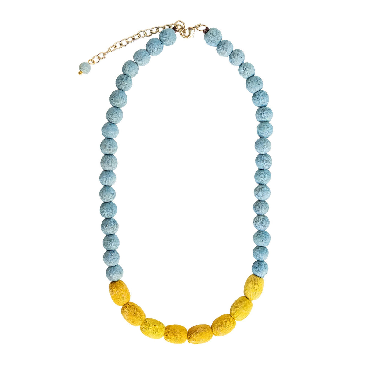Kantha Couplet Necklace | Ocean/Mustard