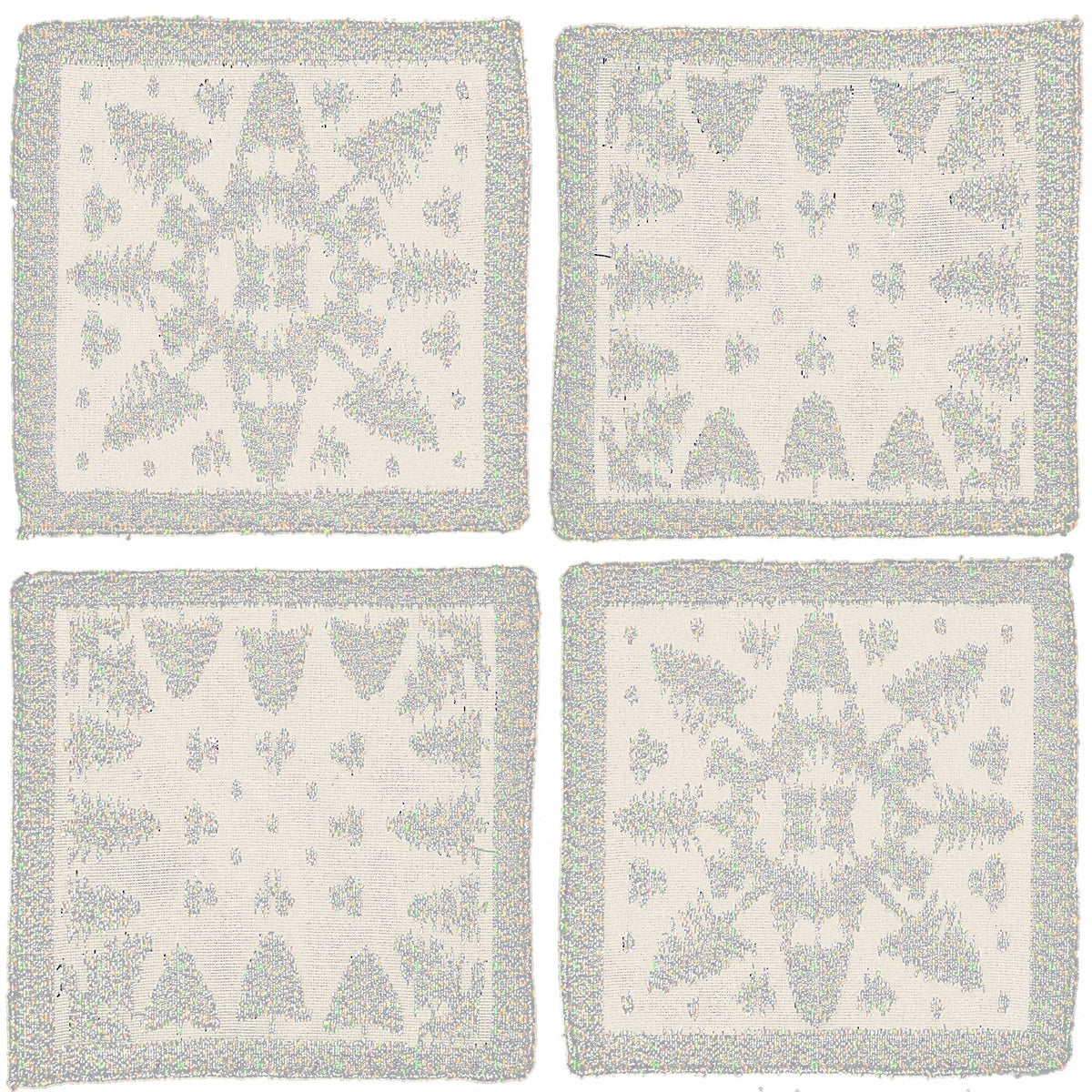 S/4 Scottish Leno Gauze Cocktail Napkins - Snow Lurex