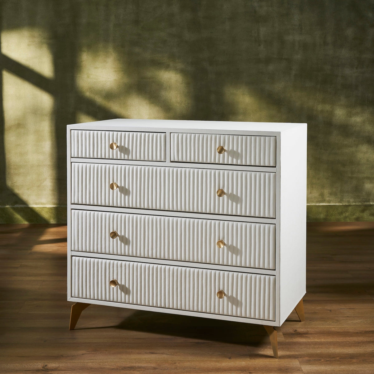 Stanford Five Drawer Leather Chest