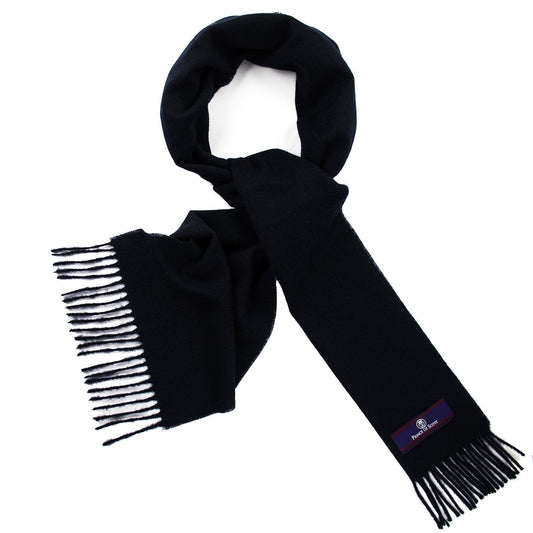 Prince of Scots Fringed Merino Wool Scarf - Navy
