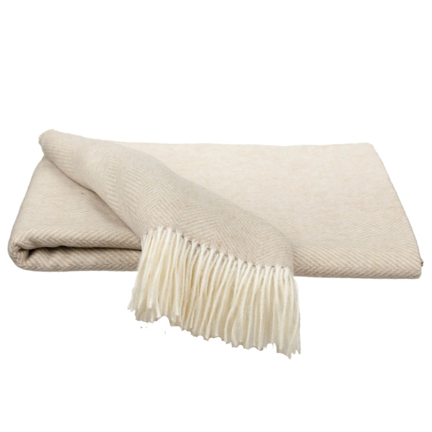Southampton Home Merino Wool Herringbone Throw - Linen
