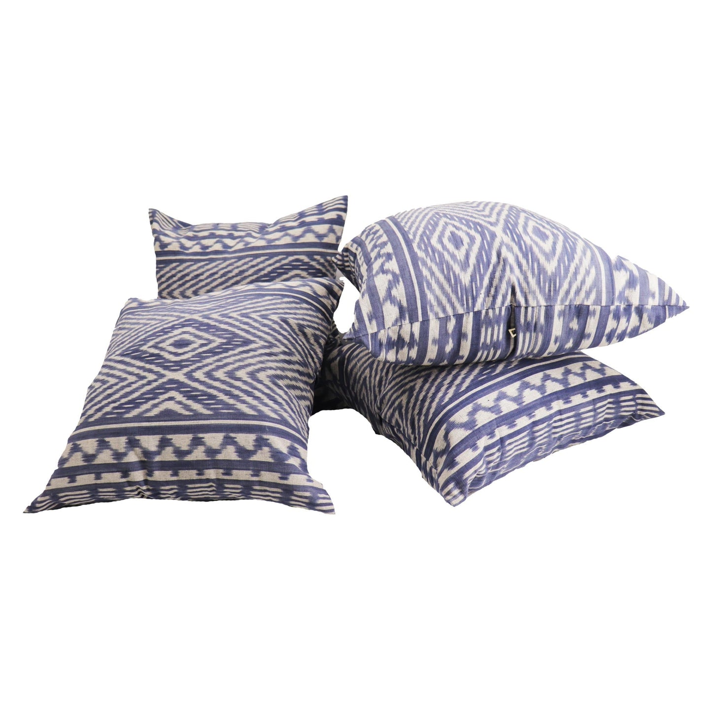 Handwoven Ikat Pillow Cover, Blue. 20 x 20 inches, Cushion Throw