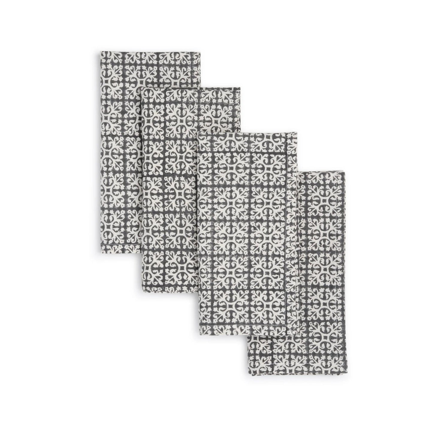 Hand Block Printed Cotton Napkins, Set of 4 | 18″×18″ | Fair trade | Axis