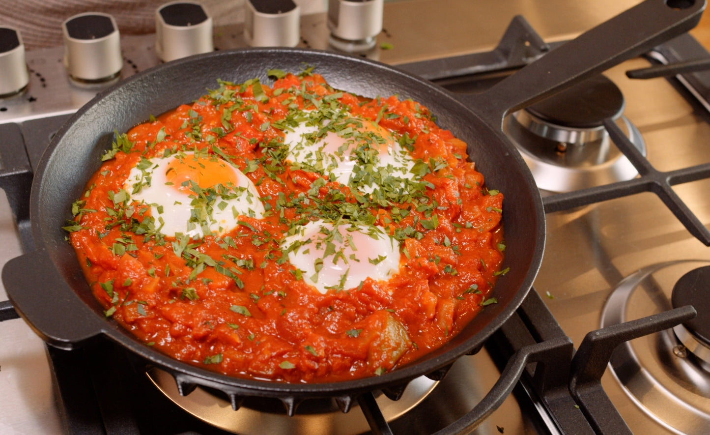 FIREUP Rapid Heat Enameled Cast Iron Caviar Black Frying Pan, 10 In.