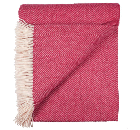 Southampton Home Merino Wool Herringbone Throw - Pink