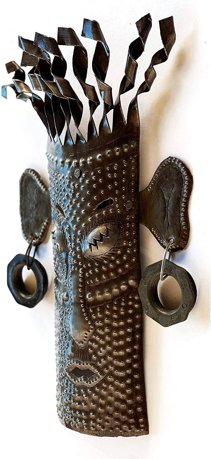 Tiki Masks, Tropical Wall Décor, Handmade 7" x 11.5"