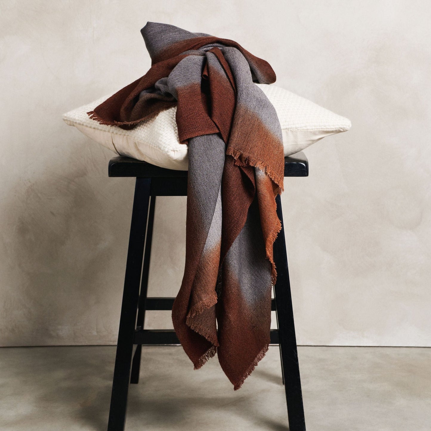 Simply Taupe Brown Gray Hand Spun Merino Handloom Throw