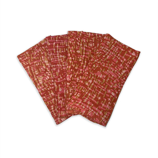 Rustic Handmade Cotton Napkins (Set of 4) - Barkha Orange
