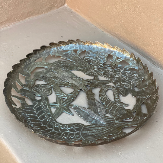 16" Metal Fruit Bowl, Angel Design, Home Decor