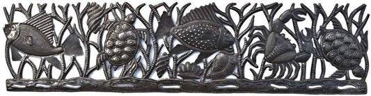 Haitian Sea Life Metal Wall Art Over Door Decor 32" x 8"