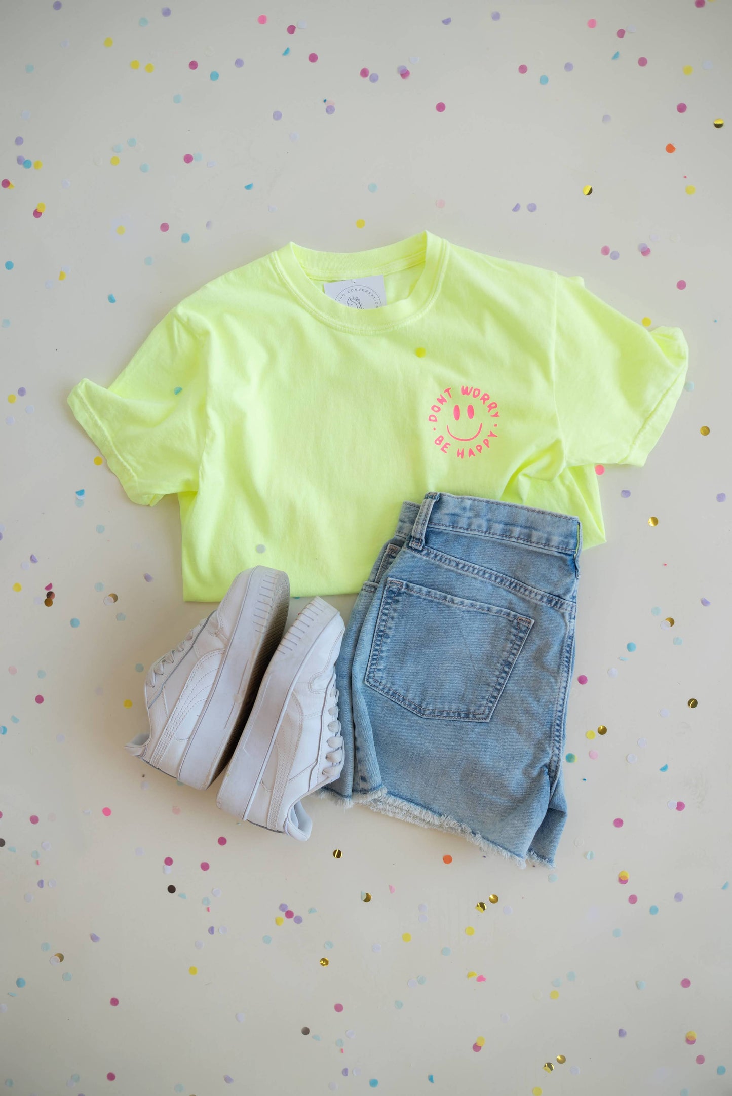 Be Happy Tee - Yellow | Christian Tee