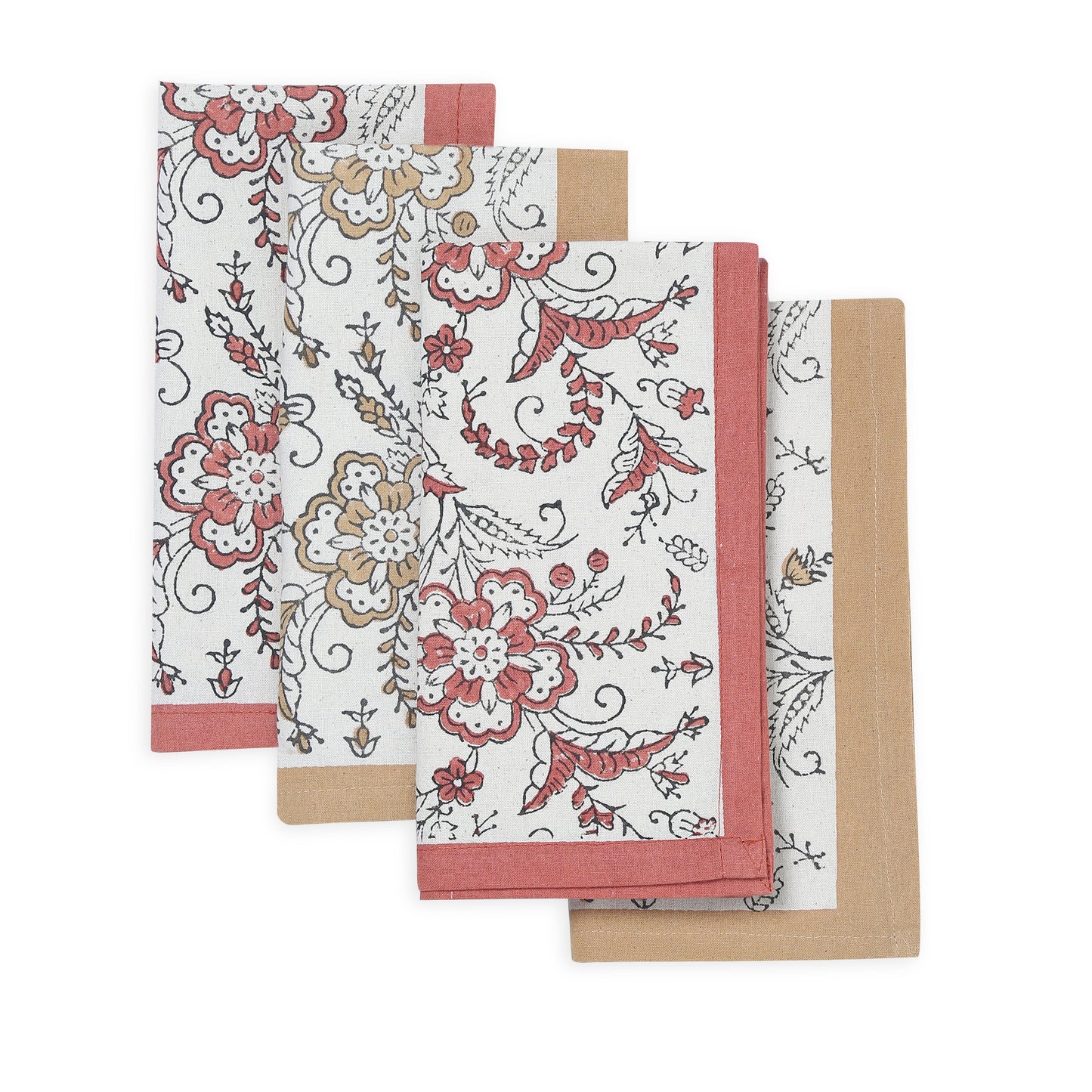 Hand Block Printed Cotton Napkins, Set of 4 | Ivy