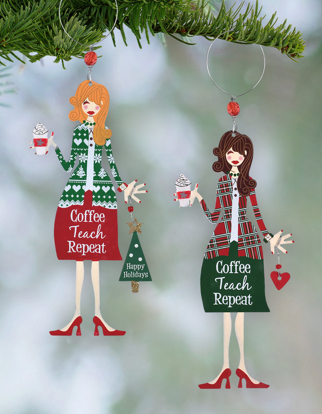 Caffeinated Educators: Teachers Ornaments - Set of 4